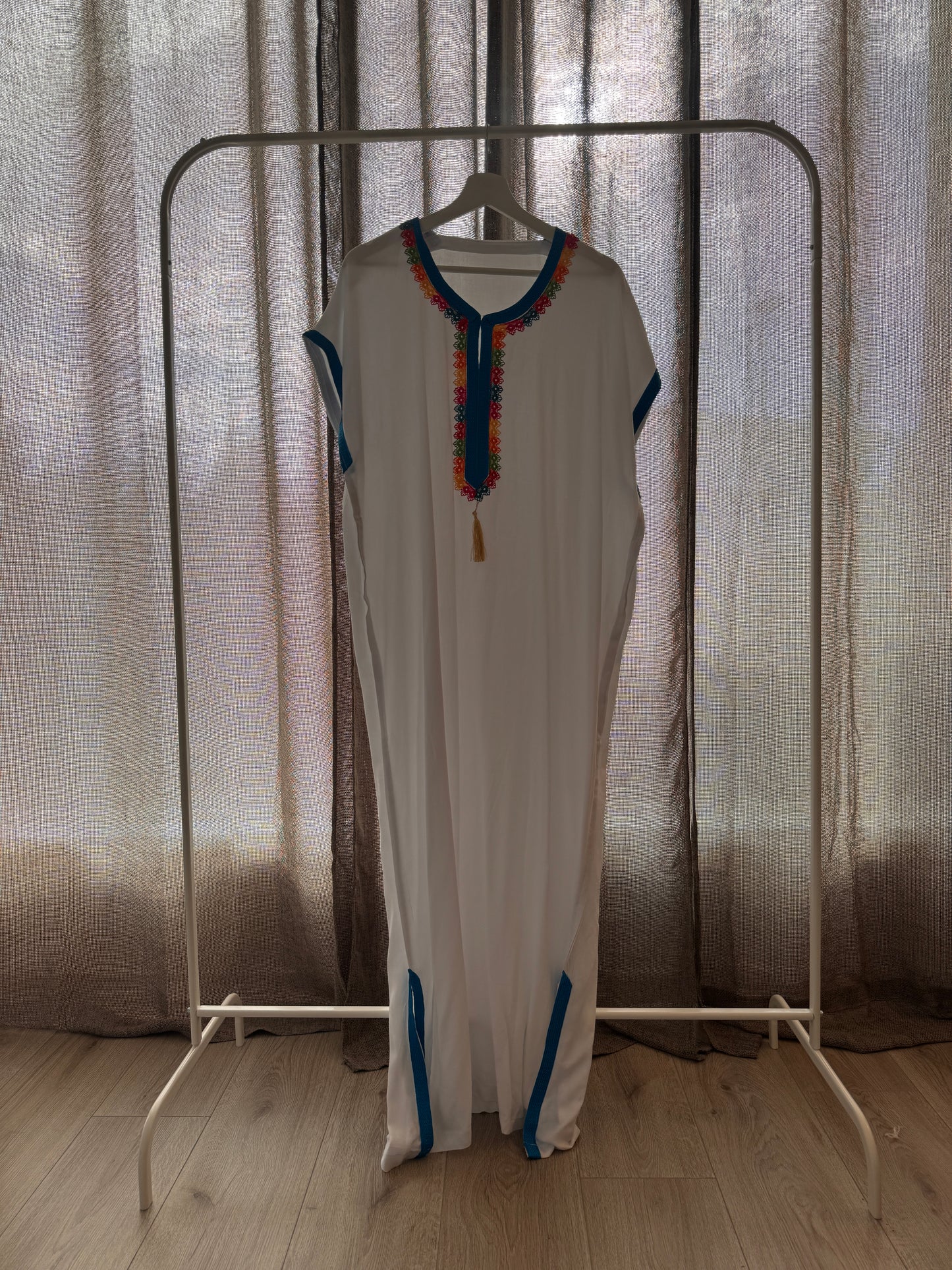 White & Rainbow Home Kaftan