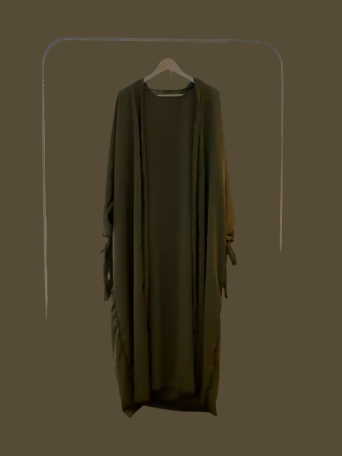 Silky Green Ribboned Abaya Set
