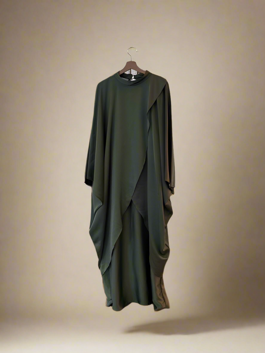Silky Light Turquoise Poncho & Dress Set