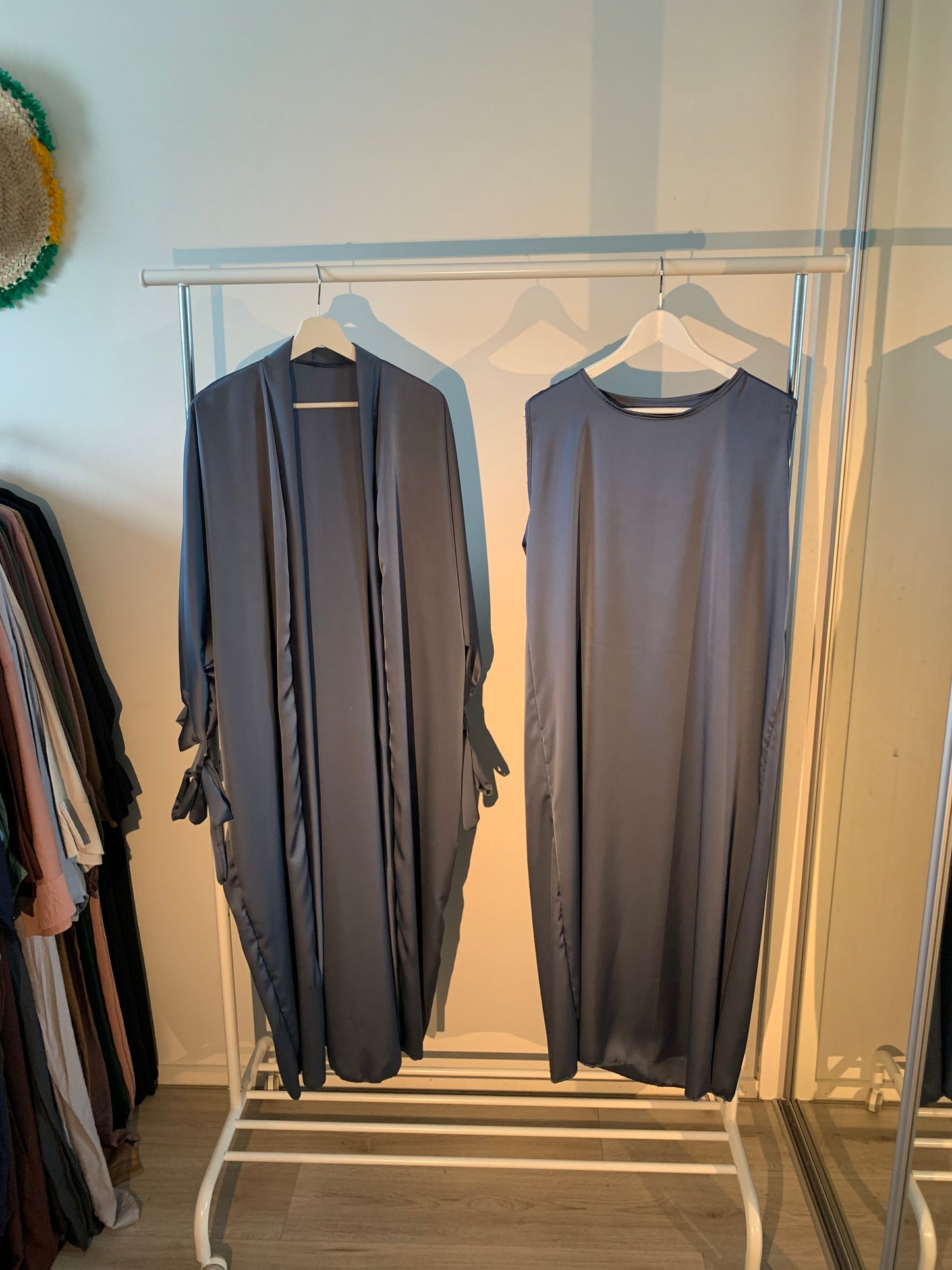 Silky Green Ribboned Abaya Set