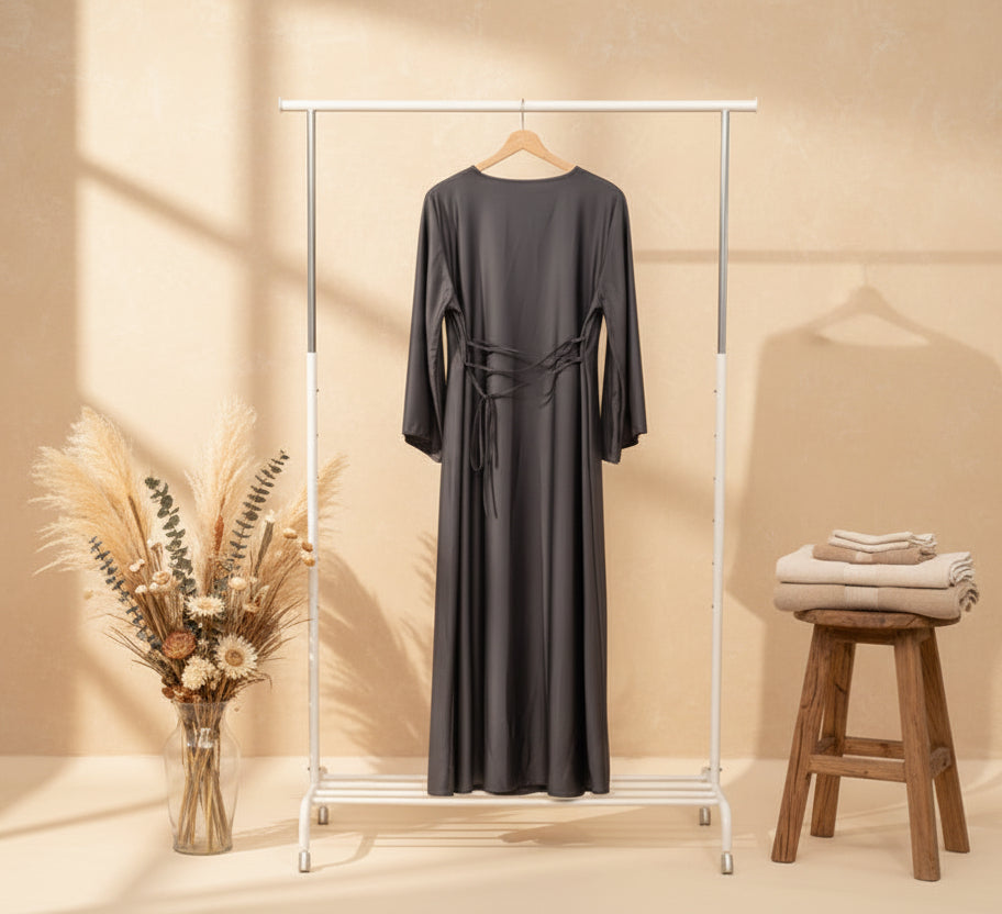 Silky Dark Grey Ball Gown