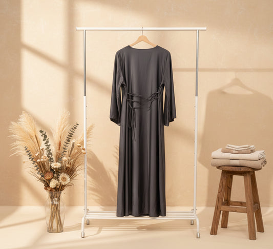 Silky Dark Grey Ball Gown