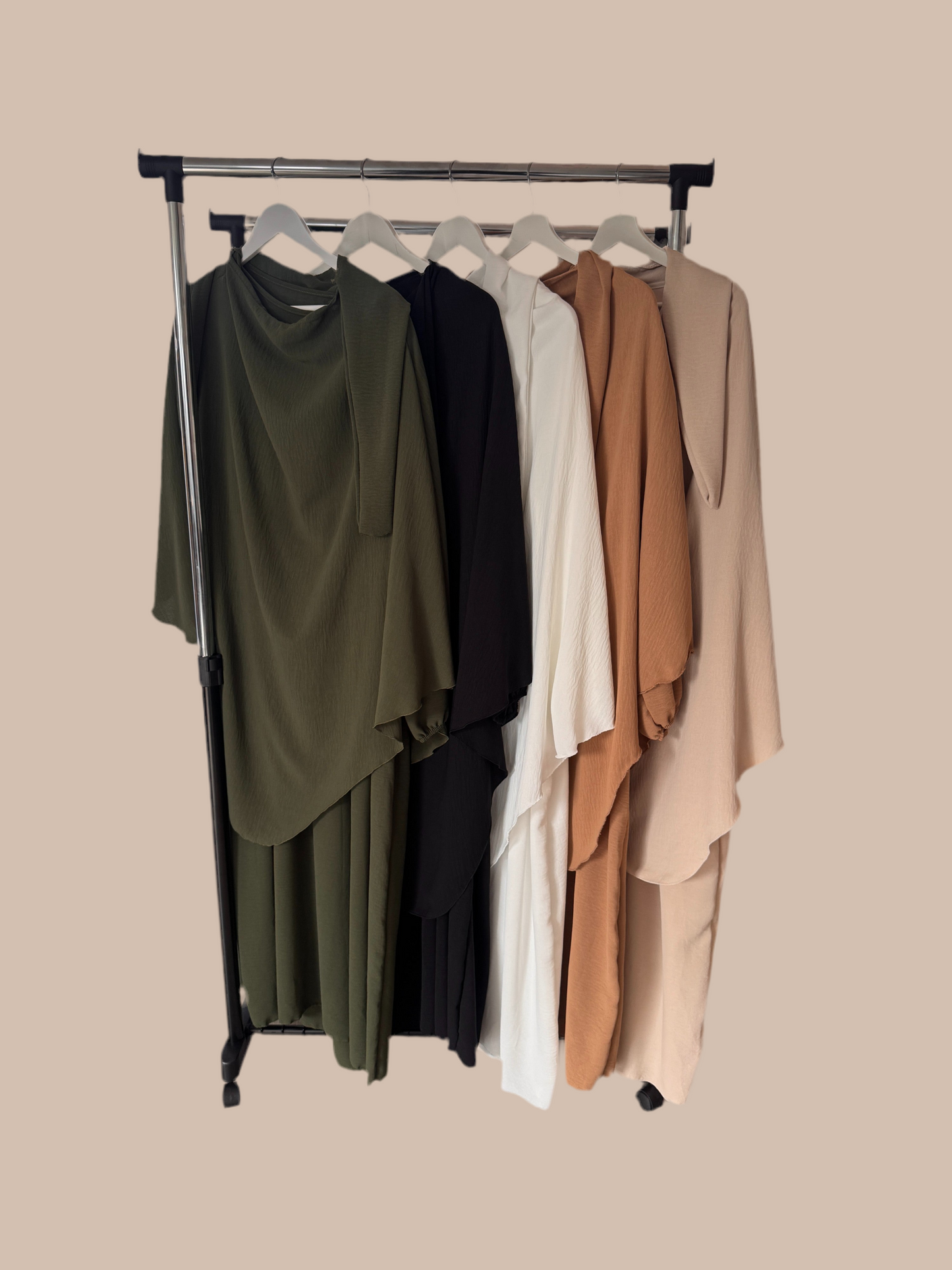 White Flowing Khimar Set