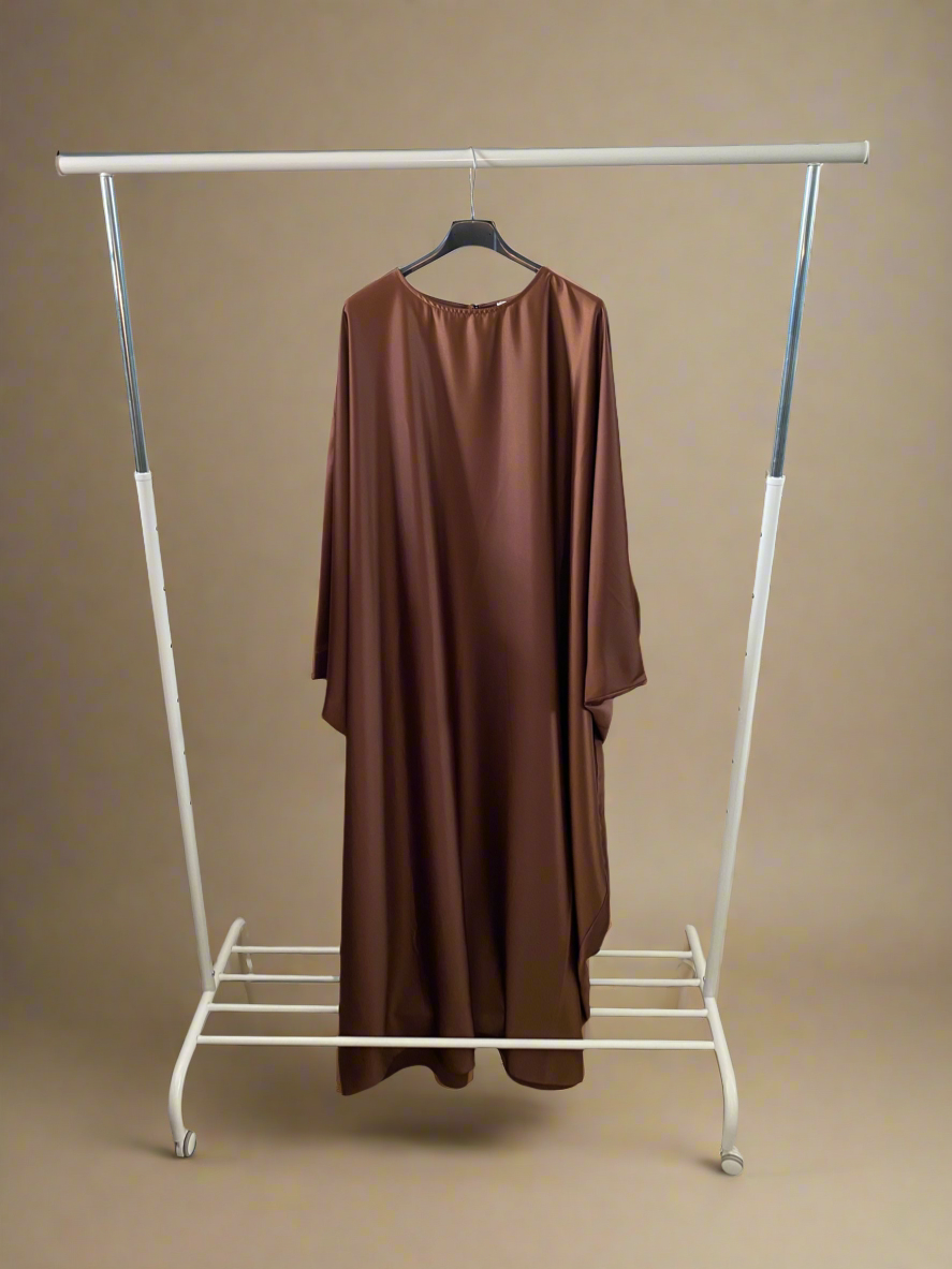 Majestic Brown Silky Butterfly Abaya