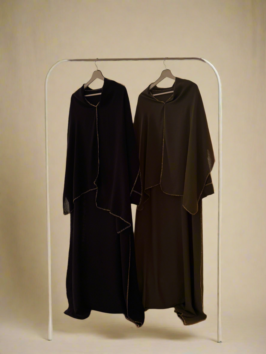 Golden Lining Black Dress & Poncho