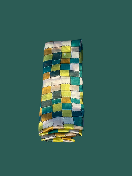 Silky Green Tones & Squared Design Hijab