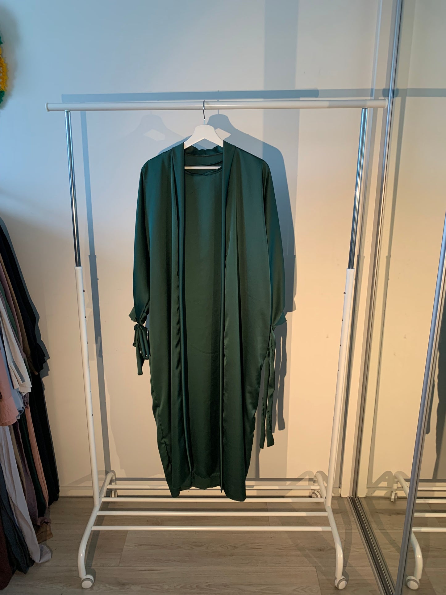 Silky Green Ribboned Abaya Set