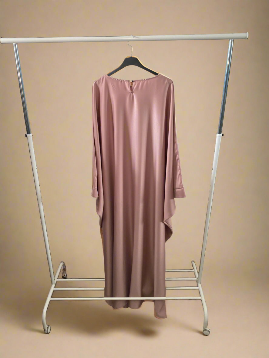 Majestic Pink Silky Butterfly Abaya