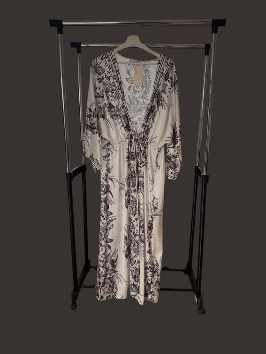Black & White Floral Abaya