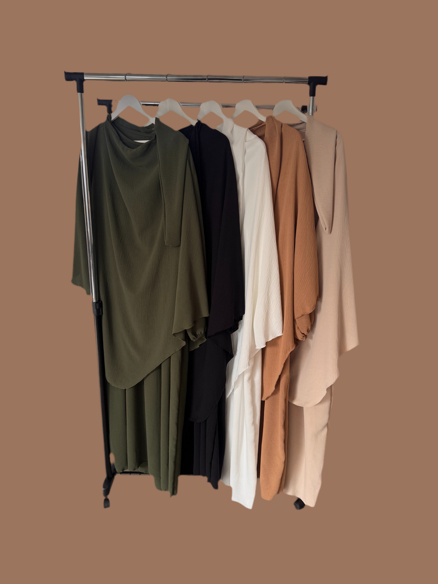 Brown Flowing Khimar Set