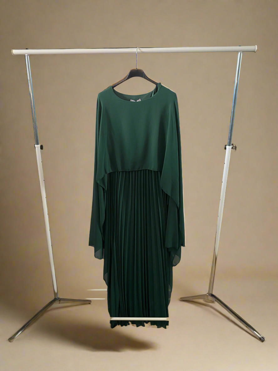 Elegant Caped & Pleated Dress