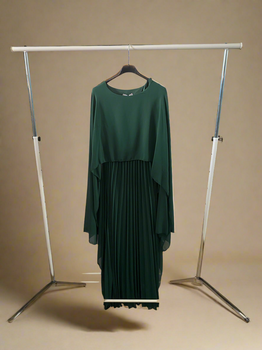 Elegant Caped & Pleated Dress