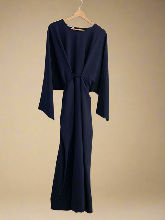 Flow-Tied Navy Blue Dress