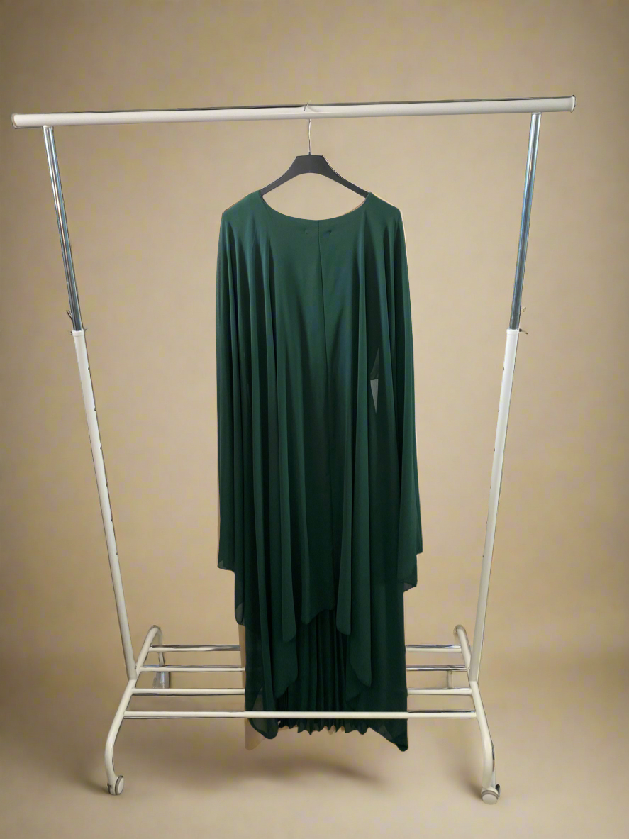 Elegant Caped & Pleated Dress