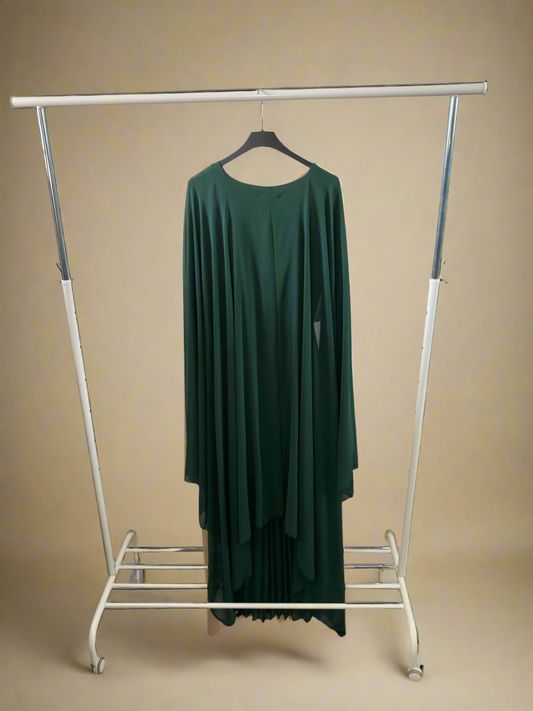 Elegant Caped & Pleated Dress