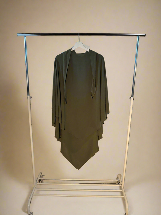 Double Layer Dark Green Khimar