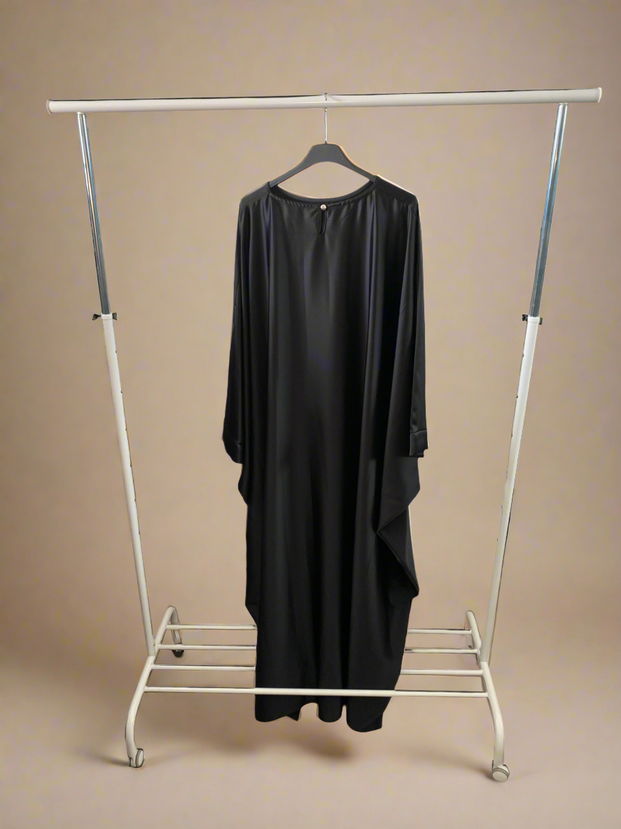 Majestic Black Silky Butterfly Abaya