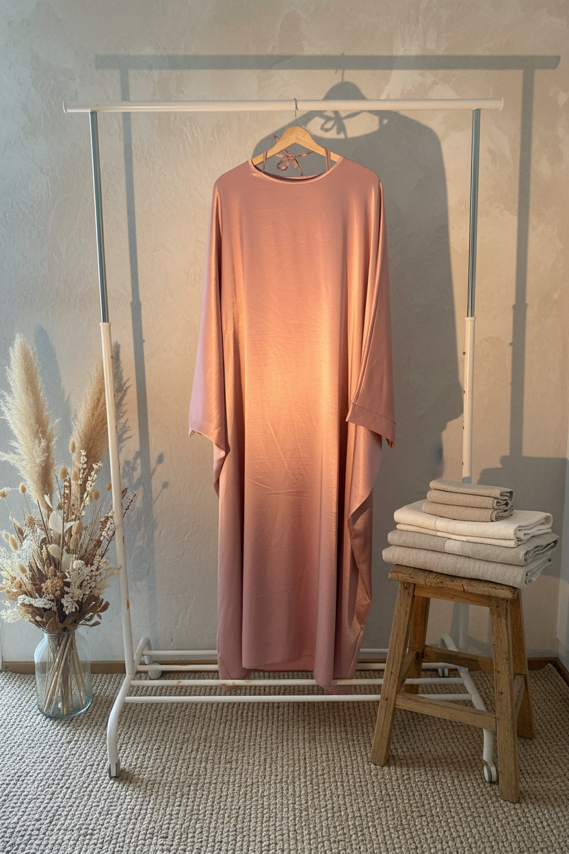 Glamorous Light Rose Silky Butterfly Abaya