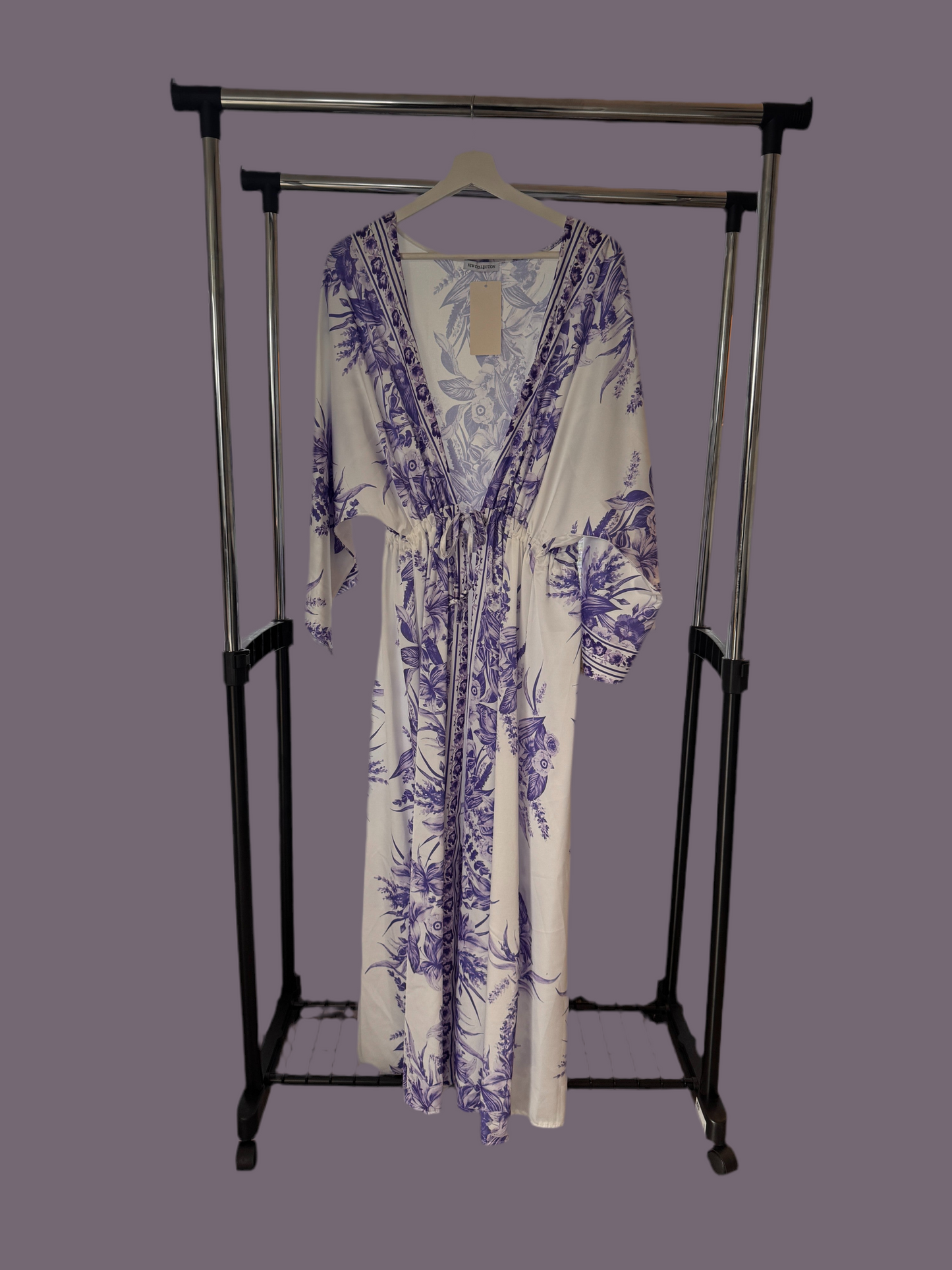 Purple & White Floral Abaya