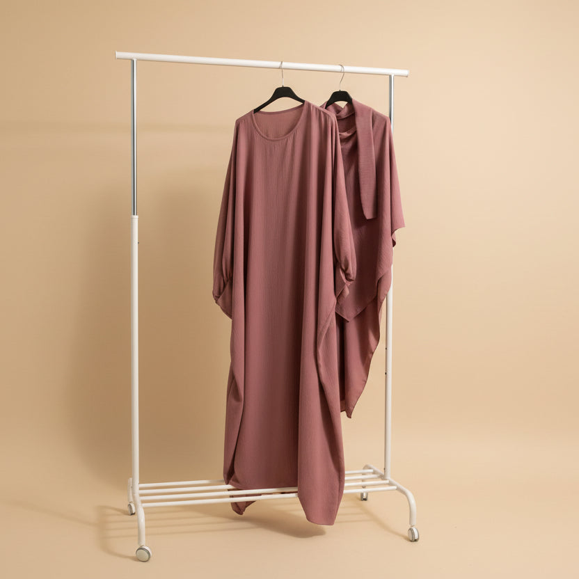 Pink Butterfly Dress & Speared Khimar Set