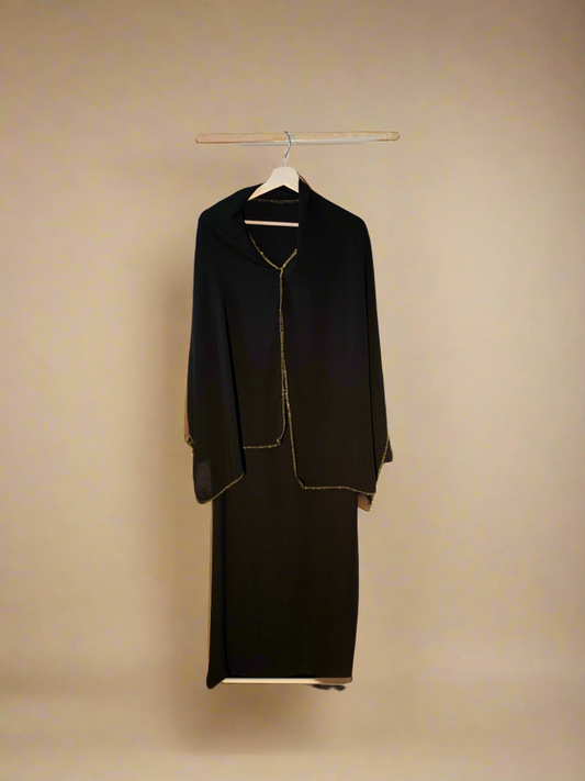 Golden Lining Black Dress & Poncho