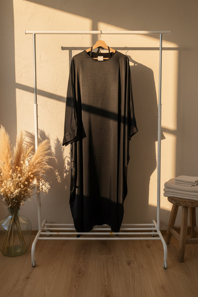 Glamorous Black Silky Butterfly Abaya