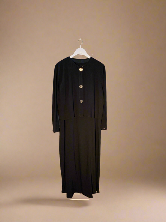 Black Buttoned Blouse & Dress Set
