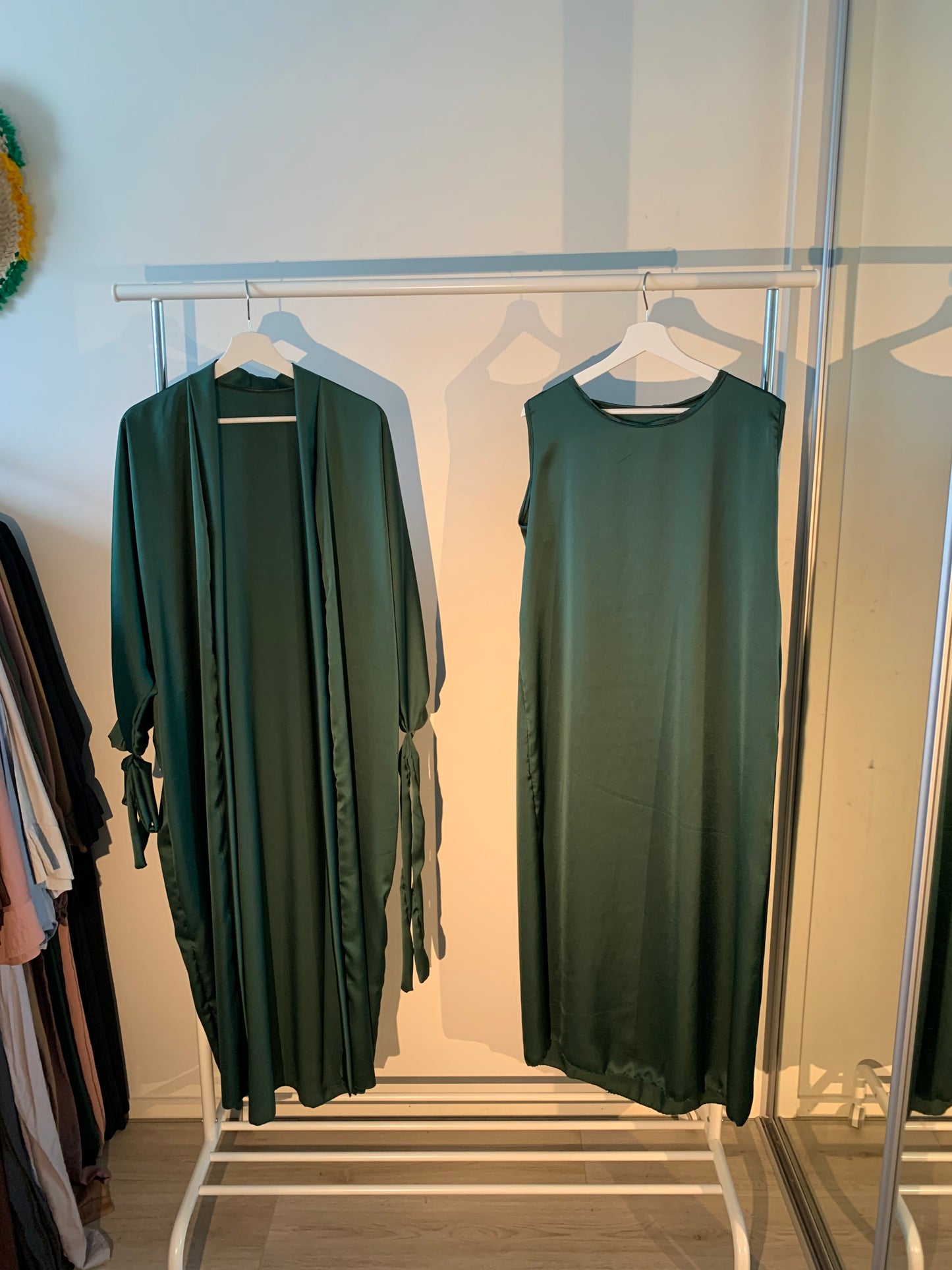 Silky Green Ribboned Abaya Set