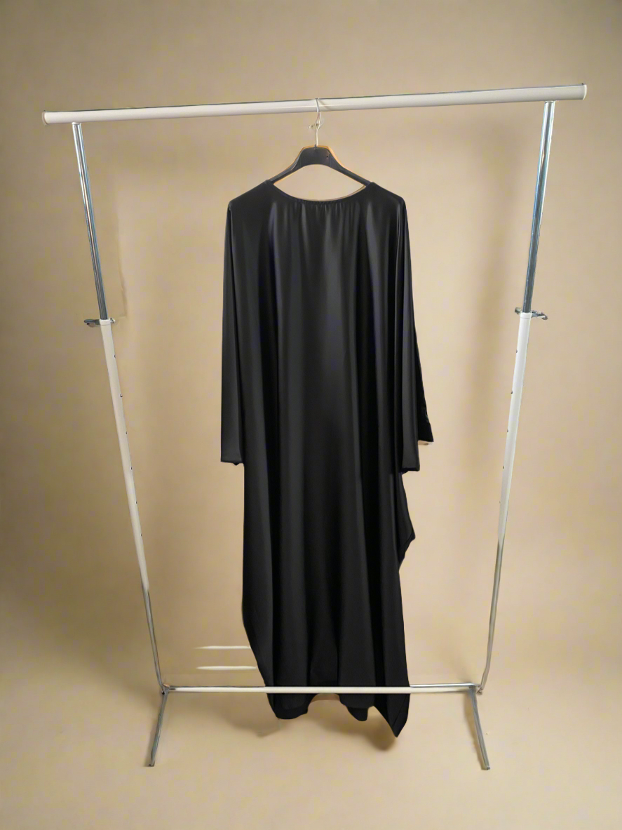Majestic Black Silky Butterfly Abaya