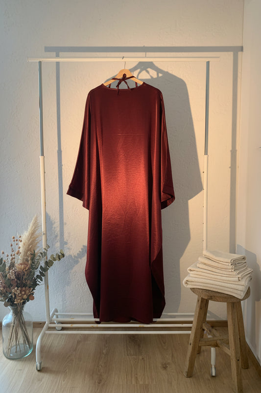 Glamorous Ruby Burgendy Silky Butterfly Abaya