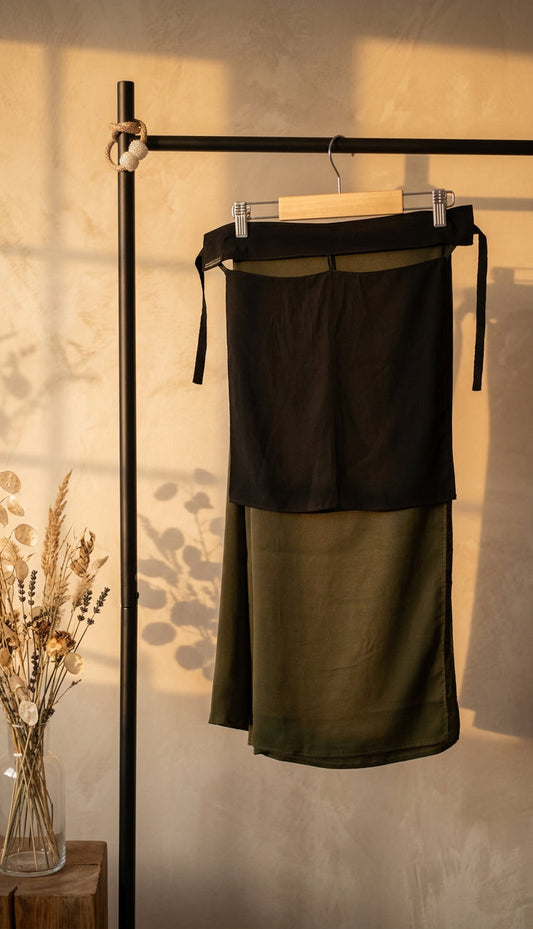 Bedoon Essm Olive Onyx Stringed Niqab Set