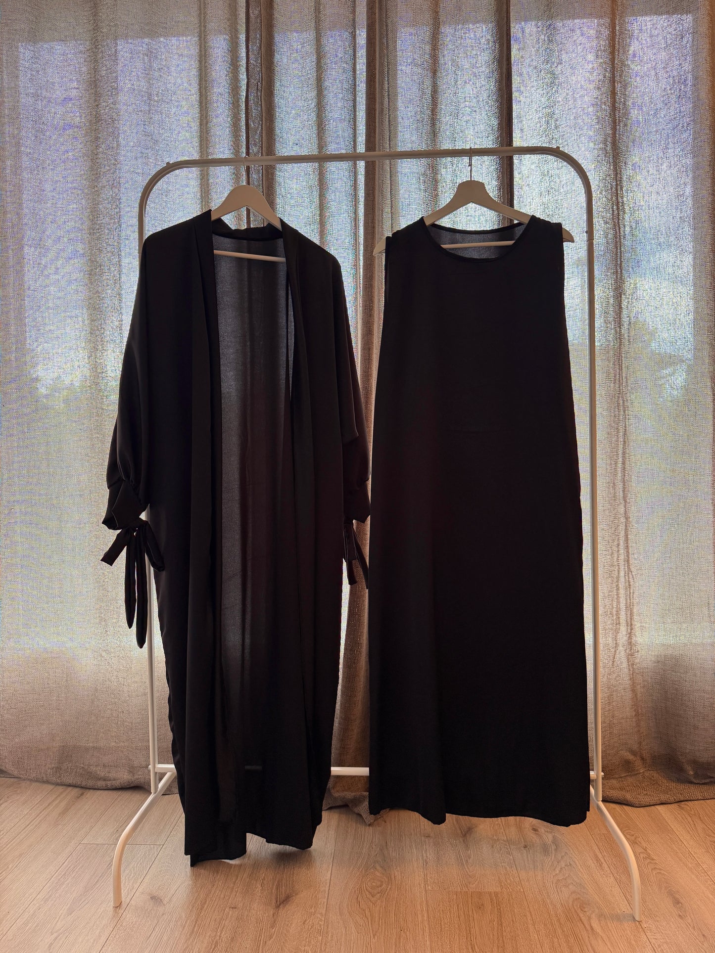 Silky Green Ribboned Abaya Set