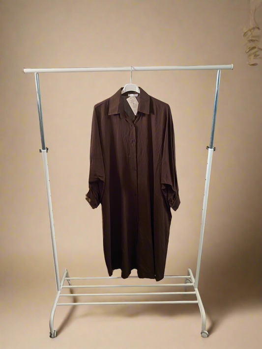 Buttoned Down Long Brown Blouse