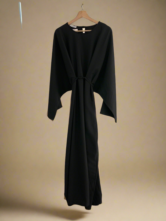 Flow-Tied Black Dress