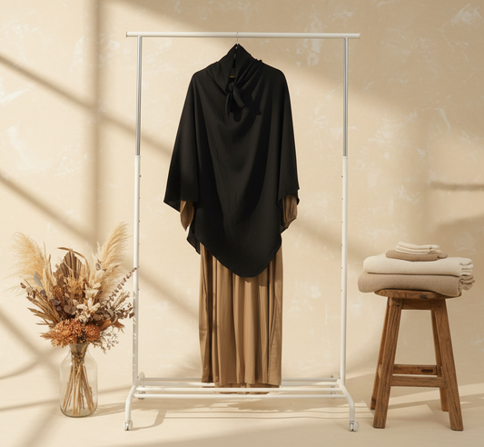 Biscoff Black Khimar Set