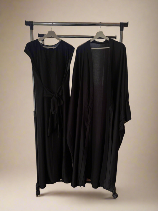 Silky Black Abaya Set