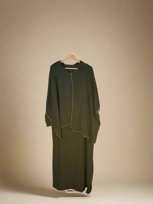 Golden Lining Green Dress & Poncho