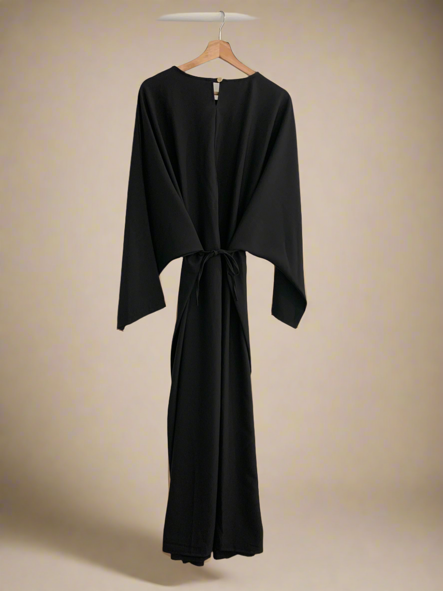 Flow-Tied Black Dress