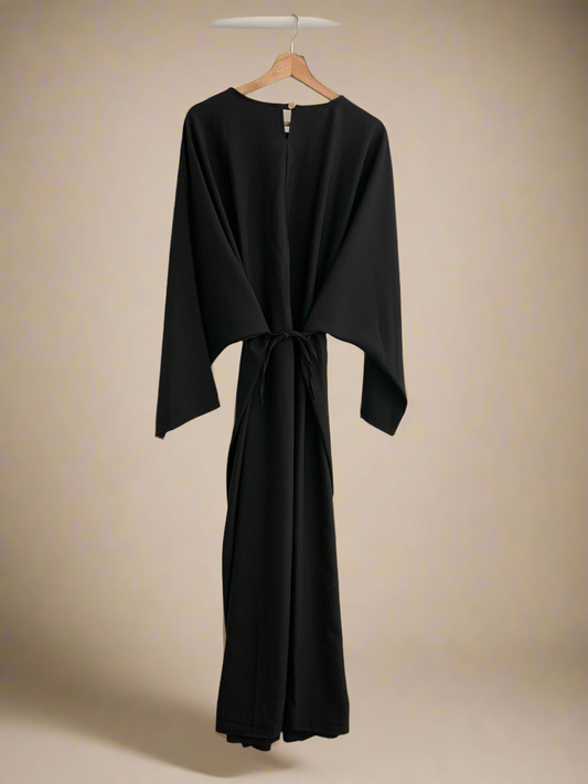 Flow-Tied Black Dress