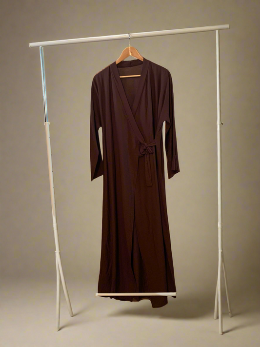 Brown Tied Thin Abaya Jacket