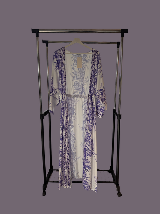 Purple & White Floral Abaya