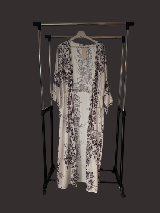 Black & White Floral Abaya