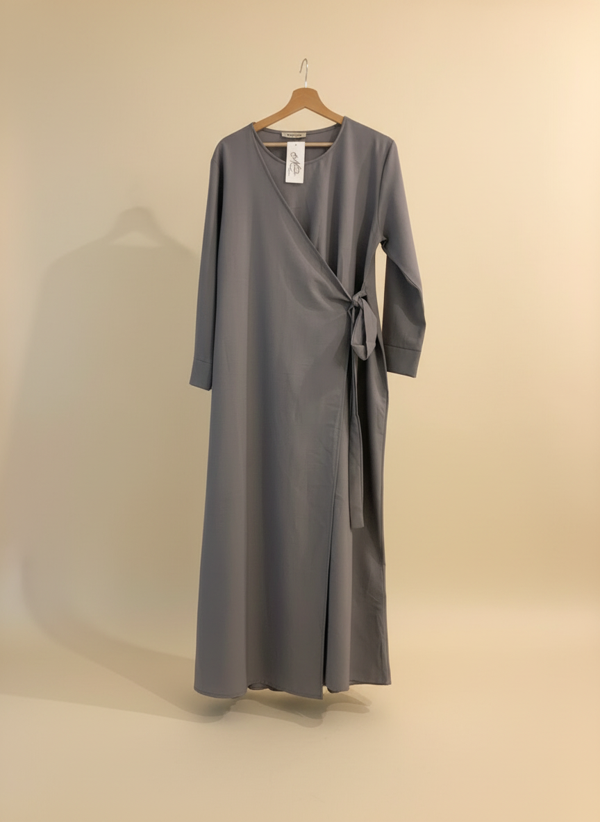 Flow Tied Thick Grey Dress