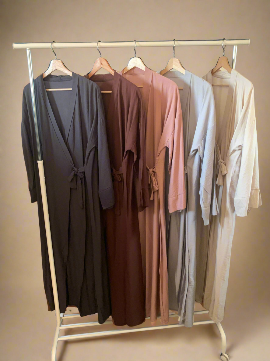 Pink Tied Thin Abaya Jacket