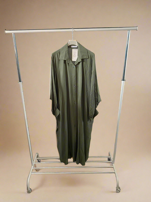 Buttoned Down Long Green Blouse