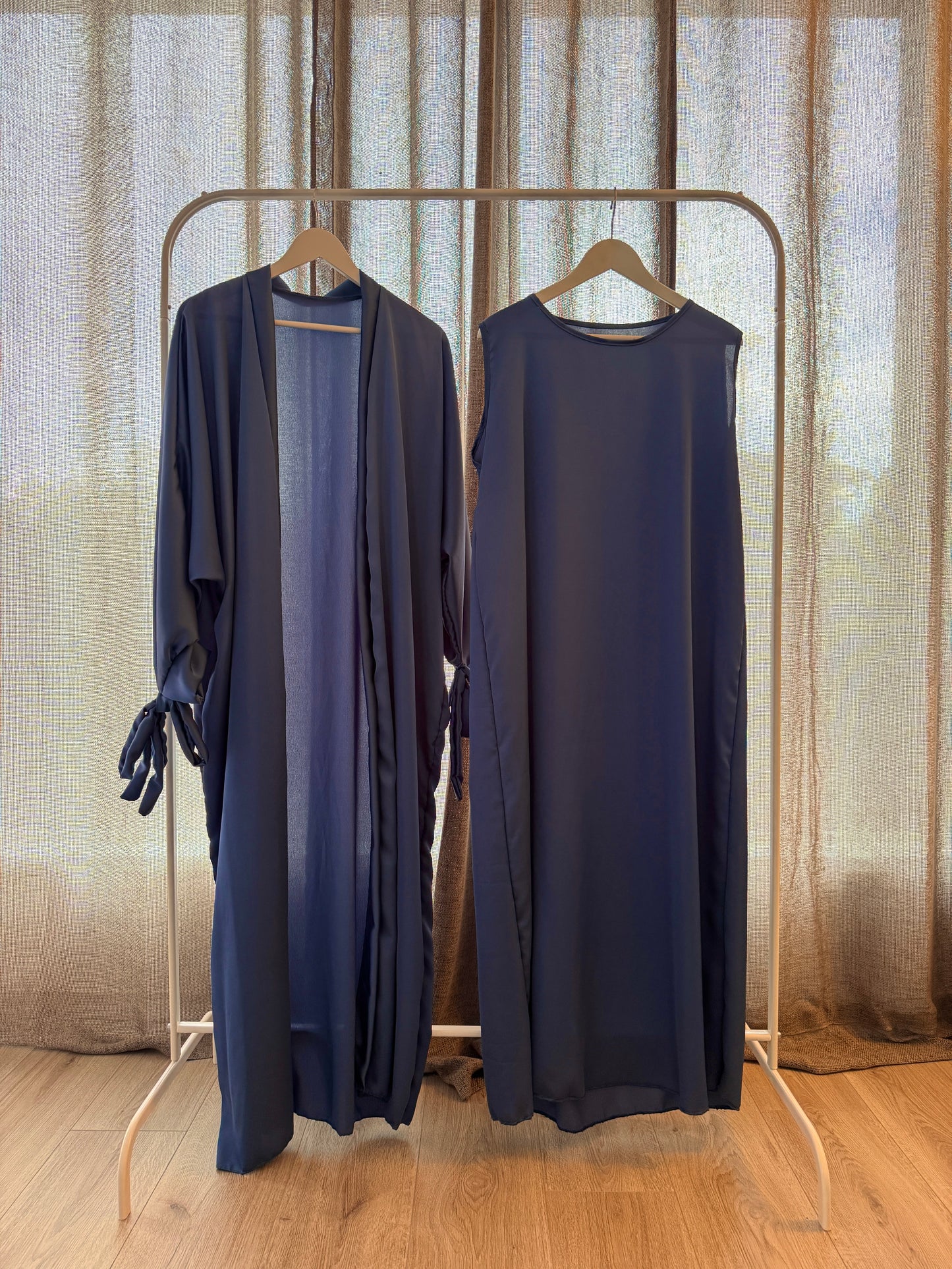 Silky Green Ribboned Abaya Set