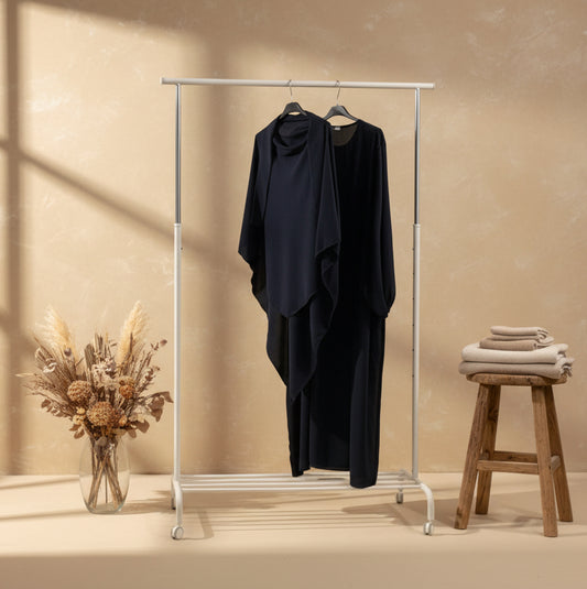 Night Blue Butterfly Dress & Spear Khimar Set