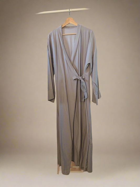 Silver Tied Thin Abaya Jacket