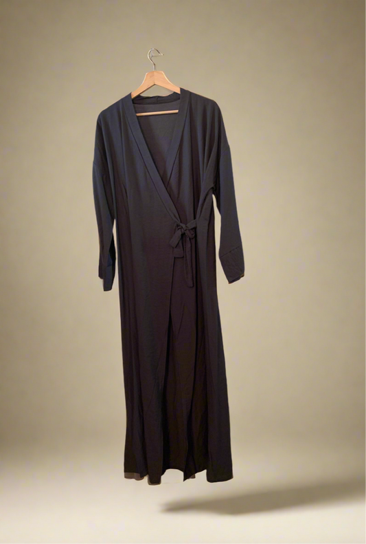 Black Tied Thin Abaya Jacket