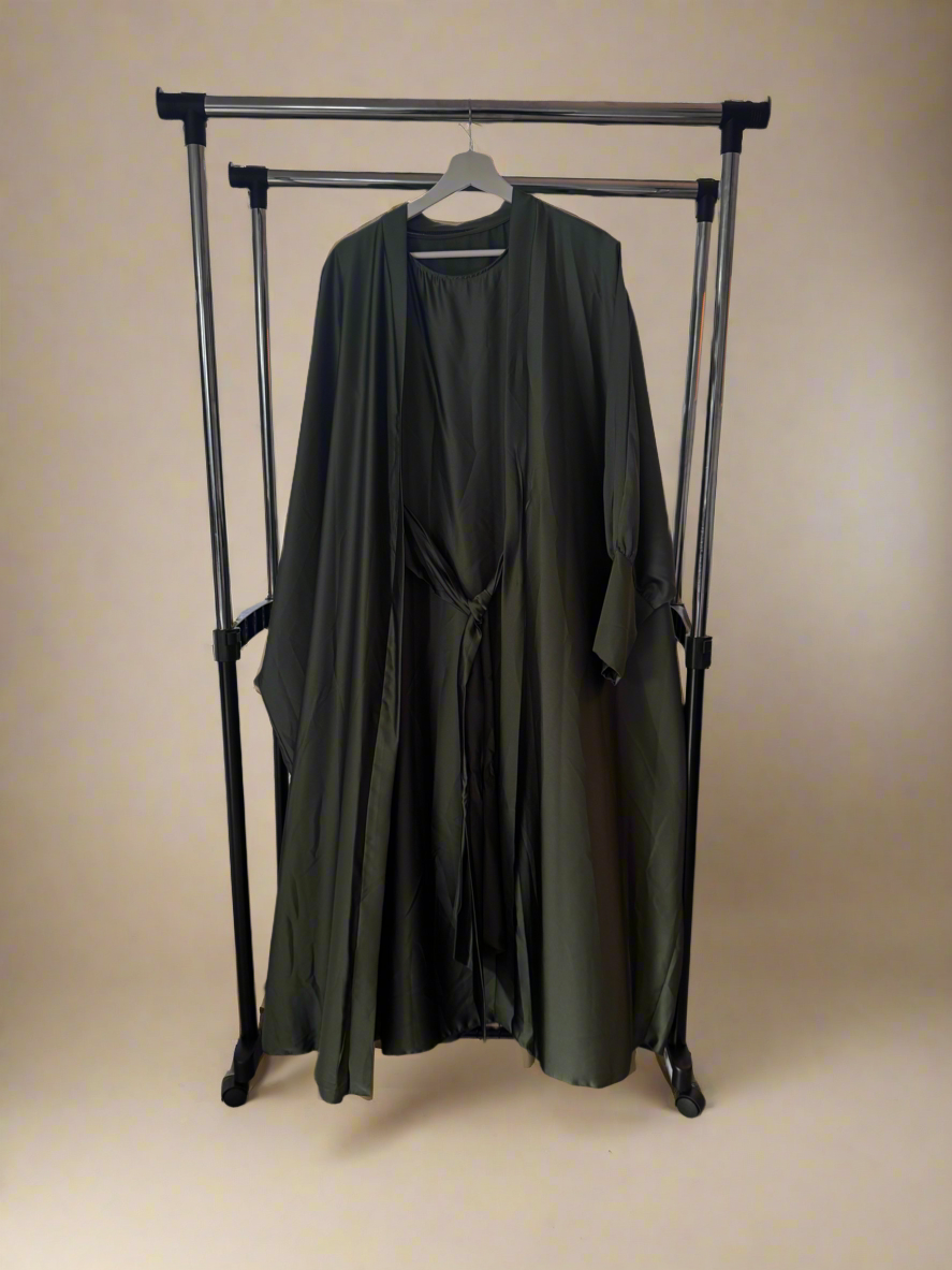 Silky Dark Green Abaya Set